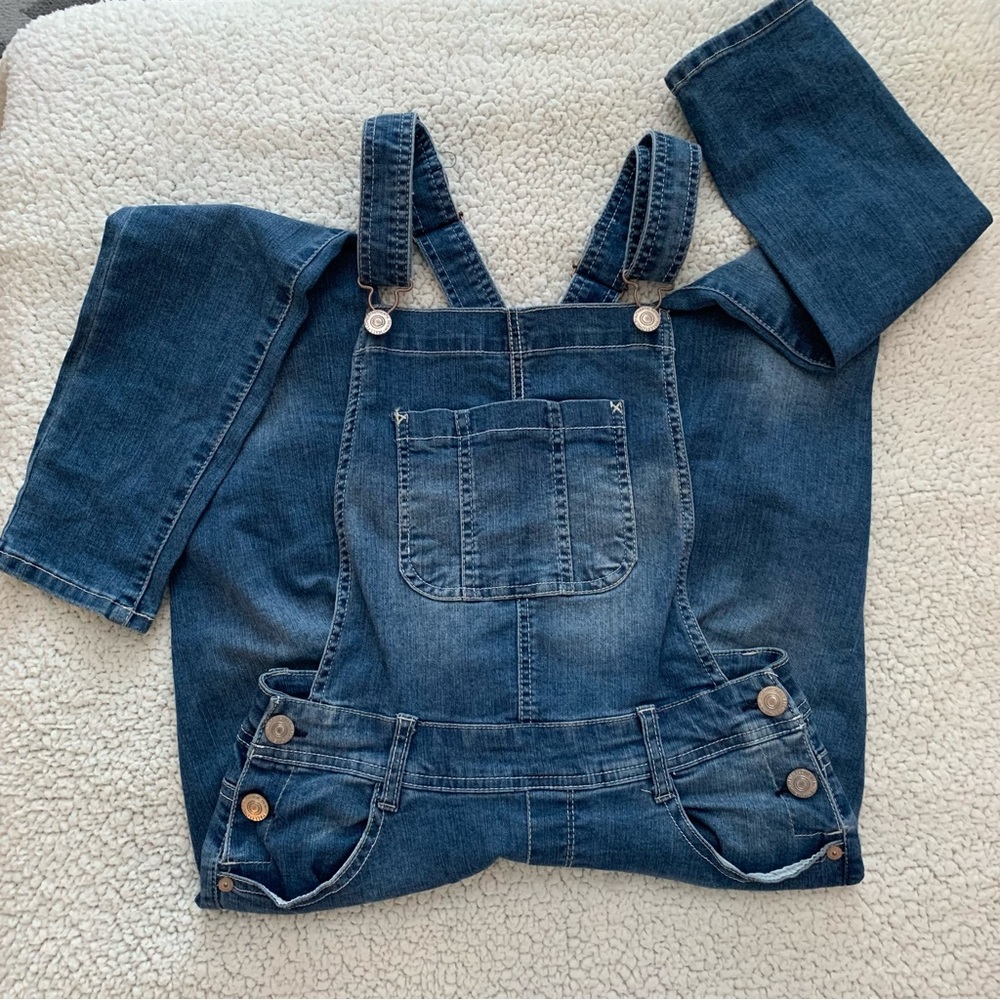 Wallflower Women’s Junior’s Stretch Denim Overalls